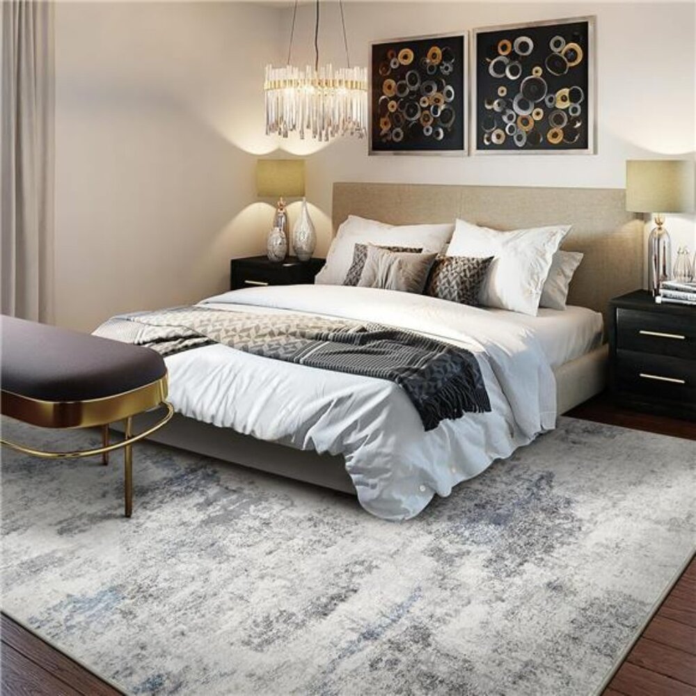 Living Room Area Rugs - 8x10 Abstract Large Soft Indoor Washable Rug Neutral - Picture 3 of 7